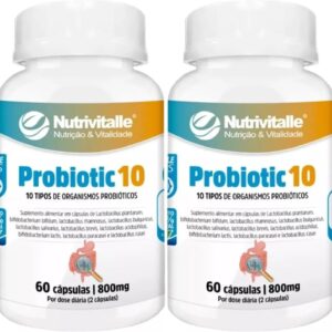 71kuVWt544L._AC_SL1500_.jpg Probiotic 10 800 mg 60 Cápsulas Nutrivitalle Kit 2 Unidades