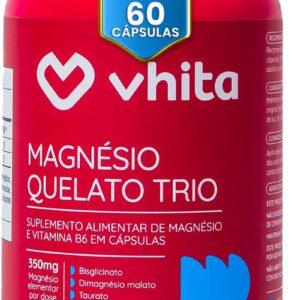 71p0swwo4xL._AC_SL1500_.jpg Magnésio Quelato Trio, Dimalato, Bisglicinato e Taurato com Vitamina B6 350mg Vhita 60 Cápsulas