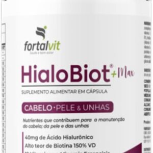 HIALOBIOT - Cabelo, Pele e Unhas - Ácido Hialurônico, Biotina Alto Teor, Longa Duração 2 Meses de Uso, 19 Vitaminas e Minerais Essenciais, 60 Cápsulas, HialoBiot, Fortalvit-radardasaude