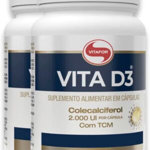 51qdOwuizIL._AC_SL1200_.jpg Kit 2X: Vita D3 Vitamina D 2.000UI 500mg Vitafor 60 Cápsulas-radardasaude