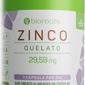61GRxATpmGL._AC_SL1500_.jpg Zinco Quelato 30 mg 30 Cápsulas - Bioroots - Antioxidante e Imunidade