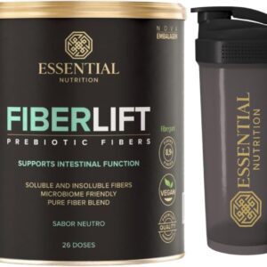 61KxEZBt9SL._AC_SL1080_.jpg Fiberlift - Prebiótico com 5 tipos de fibras - Sabor neutro - 260g - Essential Nutrition + Coqueteleira Oficial