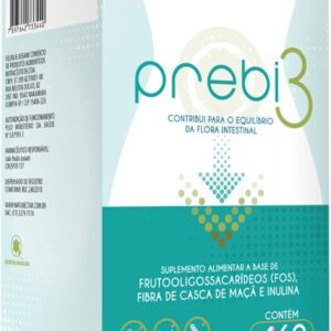 61Q16LYPBL._AC_SL1500_.jpg Prebi3 Prebiótico 60 Cápsulas 630mg Natunéctar Frutooligossacarídeos Fibra Casca de Maça e Inulina