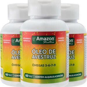 3 Original Oleo D Avestruz 60cap Ômega 3 6 7 9 Vitamina Ade Sabor:Não aplicável-radardasaude