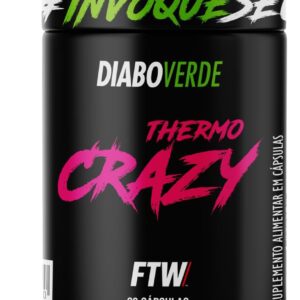 61lzHbn-eeL._AC_SL1200_.jpg FTW Thermo Crazy Pote 60 Cáps Termogênico e Energia Cafeína e Taurina - Diabo Verde