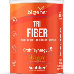 Tri Fiber, Mix de Fibras Prebióticas Premium, Inulina, Goma Acácia, Goma Guar, Vegano, Unidade 180g, Bigens (Unidade)