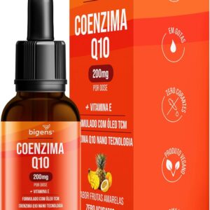 Coenzima Q10 200mg com Vitamina E e Óleo TCM, Sabor Frutas Amarelas, Zero Açúcares, Unidade 30ml Bigens. (Unidade)