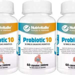 71eCXlk0BbL._AC_SL1500_.jpg Probiotic 10 800 mg 60 Cápsulas Nutrivitalle Kit 3 Unidades