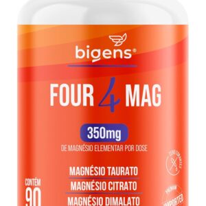 71gkFPAdEGL._AC_SL1500_.jpg Four Mag, 4 Magnésio (taurato, citrato, dimalato, bisglicinato), 350mg de Magnésio Elementar, 90 Cápsulas, Bigens
