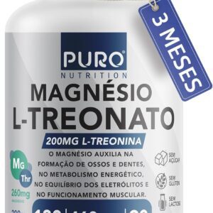 71vECzli24L._AC_SL1500_.jpg Magnésio L-Treonato Puro Nutrition + Quelato, Alto Teor de Magnésio por Porção, 180 Cápsulas