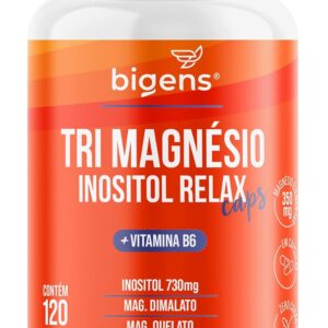 Tri Magnésio (dimalato, quelato e taurato) Inositol Relax CAPS, Vitamina B6, 120 Cápsulas, Biogens