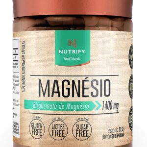 81Uia5SENcL._AC_SL1500_.jpg Nutrify - Magnésio 1400mg - Multivitamínico - Suplemento Alimentar de Máxima Absorção - Sem Glúten, Sem Lactose, Sem Açúcar - 60 Cápsulas