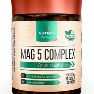 81sTCrKi8DL._AC_SL1500_.jpg Nutrify Complexo Mag 5 – 90 Cápsulas - Suplemento Fonte de Magnésio para Equilíbrio e Bem-Estar