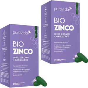 2x Bio Zinco Pura Vida - Zinco Quelado + Aminoácidos 30 Caps-radardasaude