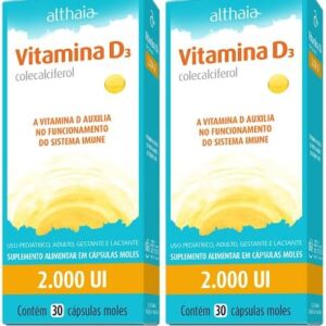 51V0vosUxpL._AC_.jpg Kit 2 Vitamina D3 2000IU 30 Cápsulas Mole Althaia-radardasaude