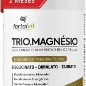 51eSg675KHL._AC_SL1080_.jpg TRIO.MAGNÉSIO - Longa Duração: 2 Meses de Uso, Bisglicinato - Dimalato - Taurato, 260mg Alta Concentração,120 Cápsulas, Fortalvit