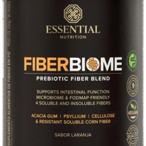 Essential Nutrition Fiber Biome, Suplemento de Fibras Prebióticas, Sabor Laranja, 330g, 30 Doses