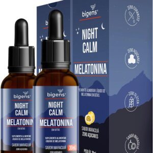 61MDAPZe6iL._AC_SL1400_.jpg Night Calm Melatonina em gotas, sabor maracujá, Biogens, Kit 2x 30 mL-radardasaude