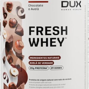 61lFv1KOLcL._AC_SL1500_.jpg Fresh Whey Protein - Chocolate e Avelã 900g - 20g de Proteínas por Porção - Suplementos Naturais, Suplementação Treino Academia, Ganho Muscular Hipertrofia - DUX HUMAN HEALTH