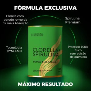 61laHOAvWKL._AC_SL1500_.jpg Clorella & Spirulina Elemental Nutrition - 240 capsulas-radardasaude