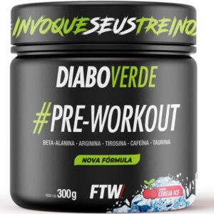 61rtoq-FKBL._AC_SL1000_.jpg FTW Pré-Treino Diabo Verde em Pó com Cafeína, Aminoácidos Beta‑Alanina e Arginina para Treinos e Atividades Físicas - Pote 300 g (Sabor: Cereja Ice)