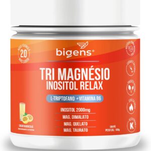 Tri Magnésio (dimalato, quelato, taurato) Inositol Relax, 180g, Biogens (Maracujá)-radardasaude