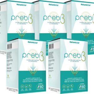 71bTbO1OjFL._AC_SL1500_.jpg Kit Combo 5 Prebi3 Prebiótico 60 Cápsulas 630mg Natunéctar Frutooligossacarídeos Casca Maça Inulina