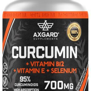 71h-VYpIhAL._AC_SL1500_.jpg Curcuma (Extrato de rizomas de cúrcuma (Curcuma longa L.) + Vitamina B12 + Selênio e Vitamina E - 95% de curcumoides - 130 mg de rizomas de curcumina - 60 softcaps - Axgard Supplements-radardasaude