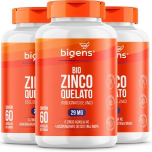 71jnnUqZo2L._AC_SL1500_.jpg Bio Zinco Quelato 29mg Quelado, Bigens, 60 cápsulas (Kit 3)