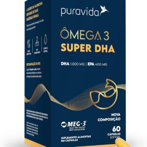 71wC8QZG64L._AC_SL1500_.jpg Puravida Suplemento alimentar Ômega 3 DHA 60 cápsulas