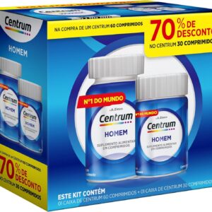 Centrum Homem Multivitaminico Diário com Magnésio, Vitamina D e Vitamina B12, Leve 90 Comprimidos e Pague 60-radardasaude
