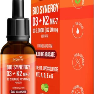 Bio Synergy, D3 2000ui + K2 Mk7 20mcg, vitamina A, D E e K, Sabor Limão, 20mL, Biogens-radardasaude