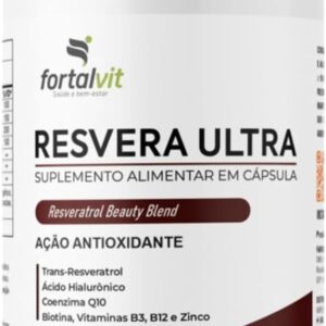 RESVERA ULTRA Trans-resveratrol, Ácido Hialurônico, Biotina, Coenzima Q10, Vitaminas B3, B12 e Zinco, 90 Cápsulas, Beauty Blend, Fortalvit-radardasaude