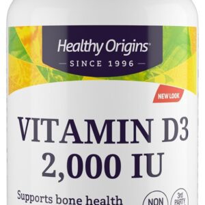 Healthy Origins Vitamina D3 (Lanolina) 2.000 UI - Suplementos De Vitamina D Facilmente Absorvíveis - Suplemento De Vitamina D3 Sem Glúten - 360 Cápsulas Gelatinosas-radardasaude