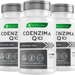 3Uni Coenzima Q10 100% Pura Maxima Absorção 500mg 360Cáps Kit 6 Meses Ecomev