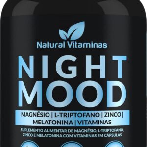 Melatonina, Triptofano, Magnésio, Zinco e Complexo B. Night Mood - 1 Pote com 60 Cápsulas de 490mg-radardasaude