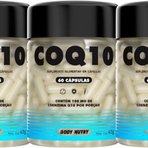 Kit 3x Coenzima Q10 Ubiquinona Original Pote 60 Cápsulas 100% Puro Energia Antioxidante Suplemento Energético Zero Glúten Rende-radardasaude