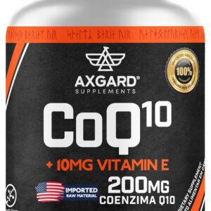 71v1BTagCpL._AC_SL1500_.jpg Coenzima Q10 200 Mg + Vitamina E, + TCM (triglicerídeos de cadeia média), 60 cápsulas, Matéria Prima Importada, Axgard Supplements