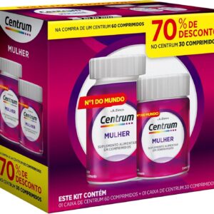 Centrum Mulher Multivitaminico Diário, com Magnésio, Vitamina D e Vitamina B12, Leve 90 Comprimidos e Pague 60