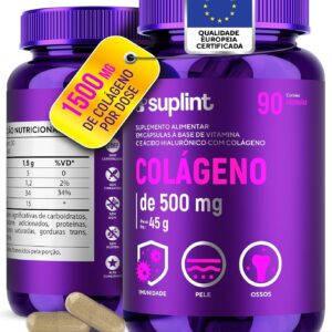 81mSuO4bUBL._AC_SL1500_.jpg Colágeno Hidrolisado 1050 mg com Ácido Hialurônico e Vitamina C – Suplemento para Pele, Cabelos, Unhas e Articulações – Sem Glúten, Vegano, Sem OGM – 90 Cápsulas