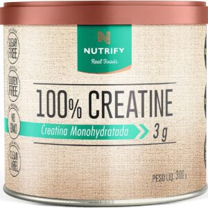91iexAoUoXL._AC_SL1500_.jpg Nutrify - 100% Creatine 3g de Creatina por Dose - Suplemento Alimentar para Suporte Energético - Sem Glúten, Sem Lactose, Sem Açúcar, Vegana - Lata 300g
