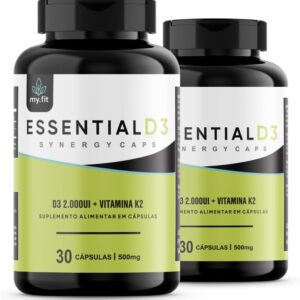 Kit 2x Essential D3 - Vitamina D (2000UI) + K2 (65 mcg) - Cápsulas Sinérgicas, 500mg-radardasaude