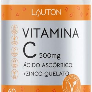 51sw8Qvbg9L._AC_SL1200_.jpg Vitamina C 500mg + Zinco 7mg 60 Cps Vegano | Lauton