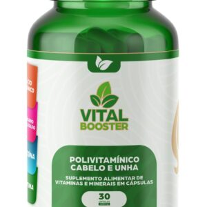 Polivitamínico Cabelo e Unha ANVISA - 19 Vitaminas + L-Cisteína + Zinco Quelado, Combate Caspa, Crescimento Capilar, Biotina 45mcg - 30 Cápsulas-radardasaude