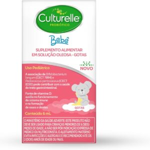 61-wYVhE-L._AC_SL1500_.jpg Culturelle Probiótico Gotas, Com 2 Cepas Probióticas, Sem Glúten, Sem Lactose, Para Bebês de até 3 meses, Sem Sabor, 6 ml