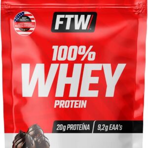 FTW 100% Whey Protein com Proteína Concentrada WPC, Suplemento Alimentar Pós-Treino em Pó com Fonte de Proteína do Soro do Leite, Alto Valor Biológico, Sem Glúten – Refil 900g (Chocolate)