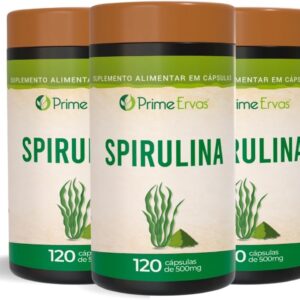 61CjDMFqzbL._AC_SL1200_.jpg Kit 3x Spirulina 500mg 120 Cápsulas-radardasaude