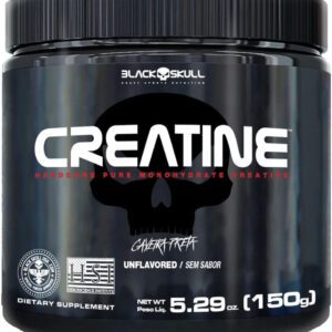 61GPzzVZT7L._AC_SL1200_.jpg Black Skull Creatine Monohydrate - Suplementação para Treino, Performance, Ganho Muscular, Hipertrofia, Força e Resistência - Sem Sabor - Pote 150g