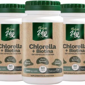 Kit 3 Chlorella + Biotina (Produto Vegano) 60 Cápsulas-radardasaude