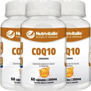 Coenzima Q10 200mg 60 Cápsulas COQ10 Ubiquinona 3 Potes Nutrivitalle-radardasaude